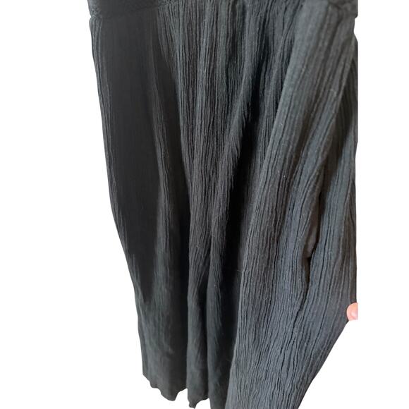 American Eagle Women's Vneck Black Strappy Wide Leg‎ Jumpsuit Fully Lined Large - Picture 5 of 7